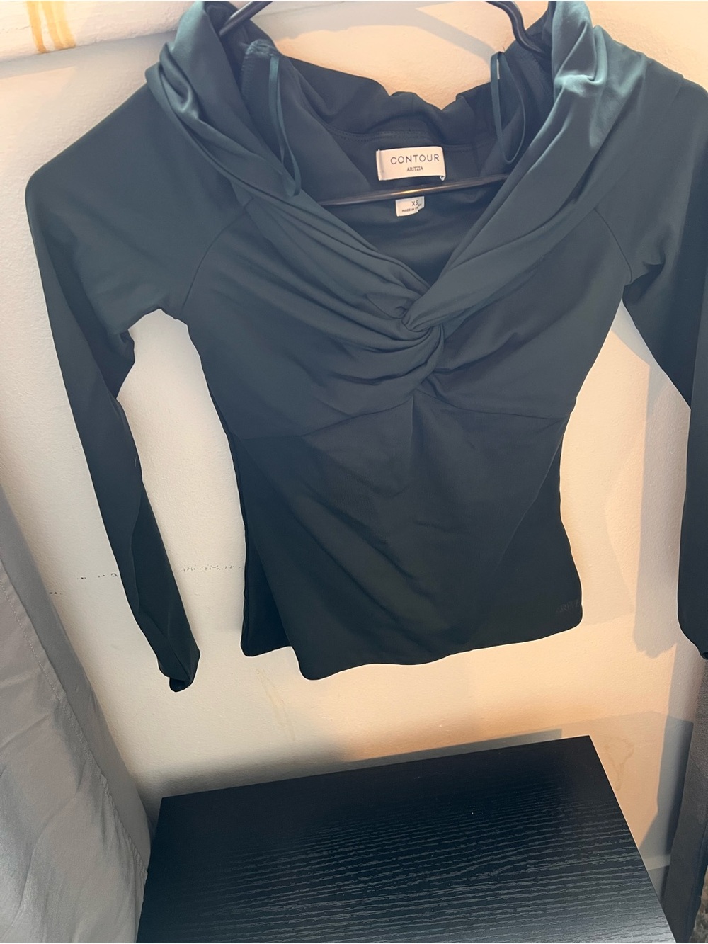 Aritzia Contour Twisted Cowl Neck Long Sleeve Top in Deep Teal